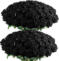 Auihiay 60PCS Black Fake Roses, Velvet Silk Artificial Roses, Realistic Roses by Auihiay