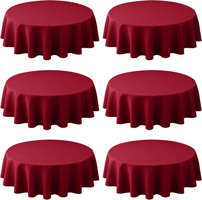 Biscaynebay 6 Pack Textured Fabric Round Tablecloths 60", Parties etc Machine by Biscaynebay