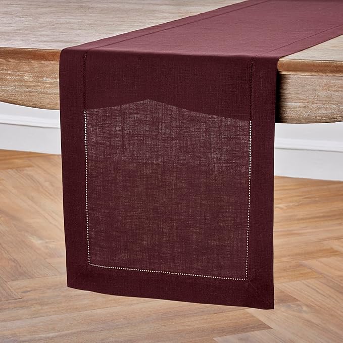 Solino Home Linen Burgundy Table Runner 108 Inches Long - Image 2