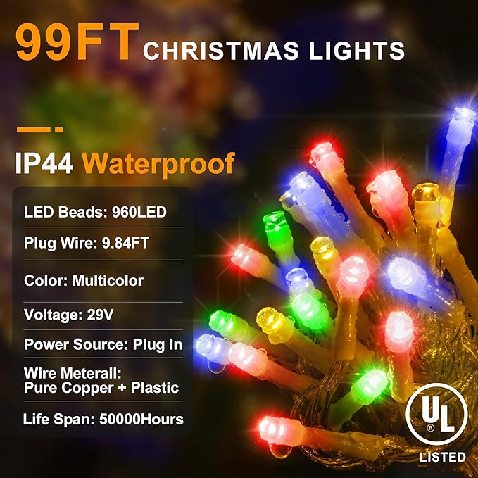 KNONEW 99ft 960 LED Christmas Lights Outdoor Decorations - Image 6