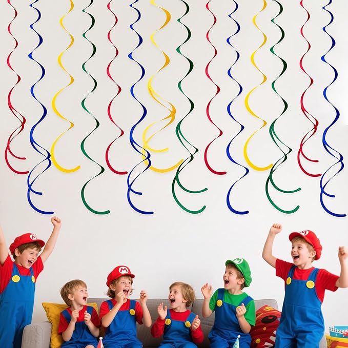 36 Pcs Super Mario Hanging Swirl Decorations Colorful Felt Swirl Streamer - Image 5