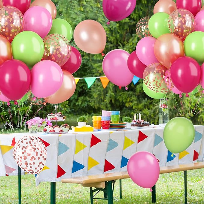 Paready Tropical Party Green Pink Balloons - Image 9
