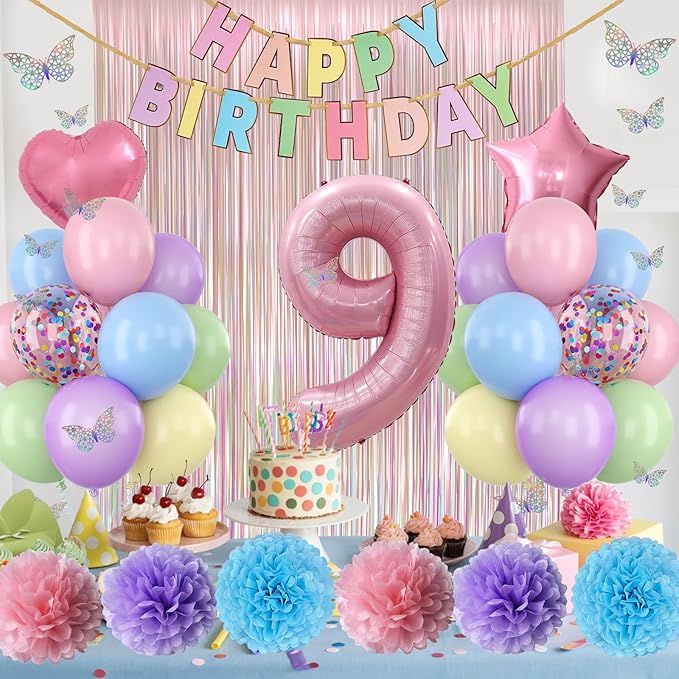 Pastel 9th Birthday Party Decorations - Image 3