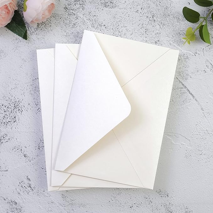 PONATIA 50 PCS/Pack A7 Envelopes, 5.25 x 7.25'' Sparkle Ivory Envelope - Image 9