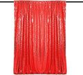Red Sequin Backdrop Curtains 1 Panel 8FTx8FT Glitter Red Photo Backdrop Drapes by WISPET