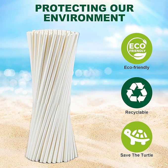 10.25" x 0.24‘ Long Disposable Paper Drinking Straws Bulk - Image 8