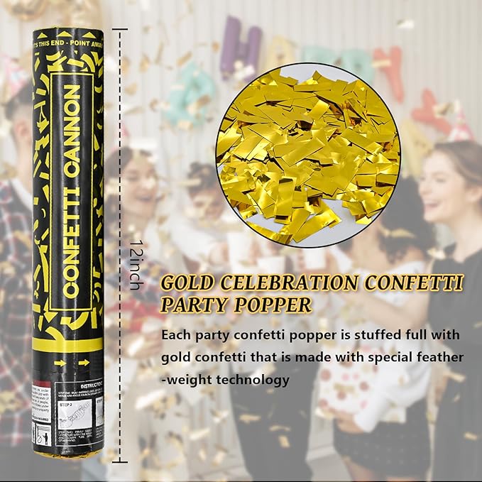 Gold Confetti Cannons 12 Pack - Image 4