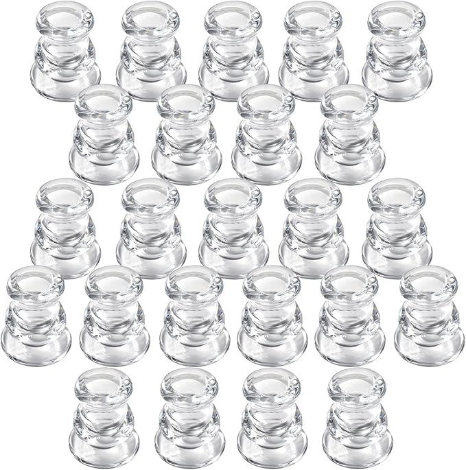 IYOUYA Clear Glass Candlestick Holders 24PCS, 2.1" H Taper Candle Holders Bulk by IYOUYA