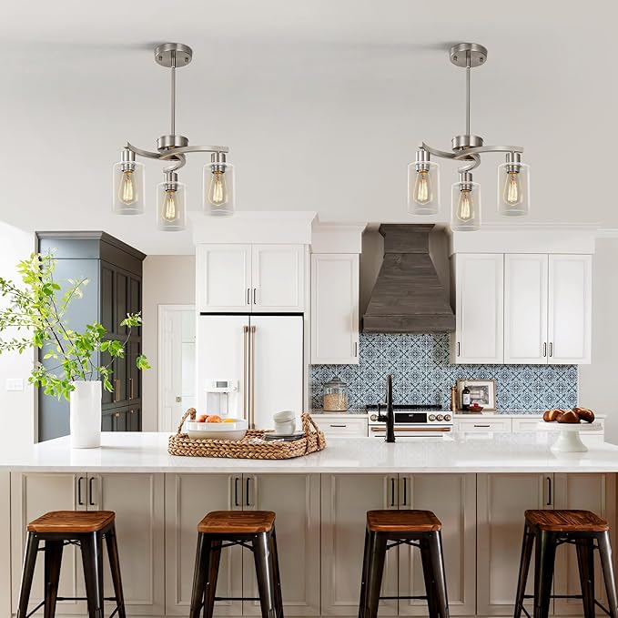 3-Light Brushed Nickel Pendant Lighting - Image 3