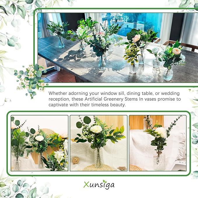 114Pcs Artificial Flowers in Vases Set, Fake Flower Greenery Stem Bulk Sets - Image 4