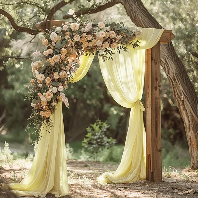 Wokceer Wedding Arch Draping Fabric 28.7" x 20FT Beige Sheer Drapes Backdrop - Image 7