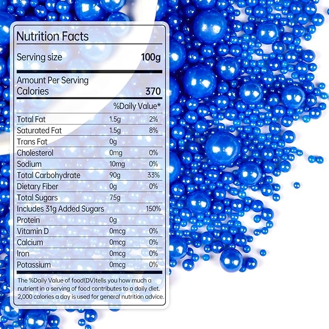 Deep Blue Pearl Sugar Sprinkles, Edible Candy Pearls, 150g/5.29oz, Baking Cake - Image 2