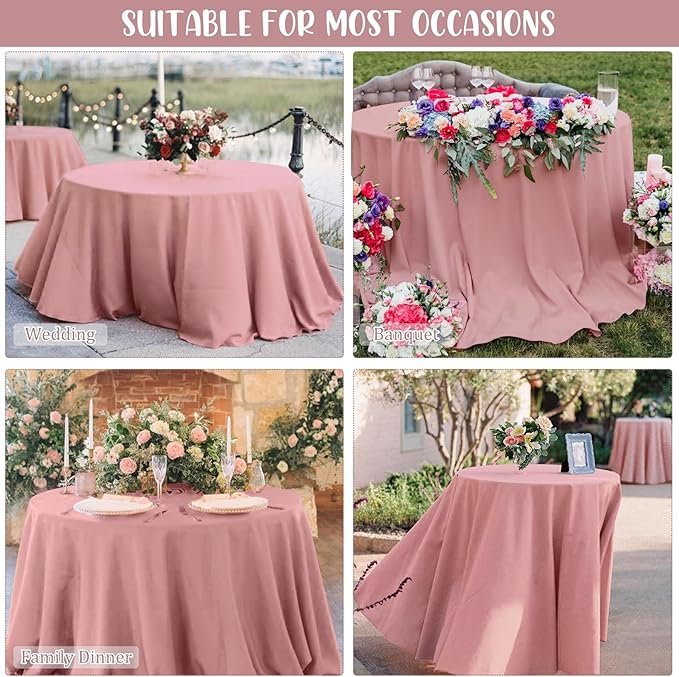 8 Pack Premium Round Tablecloth 90 Inch Round Table Covers Bulk Washable - Image 6