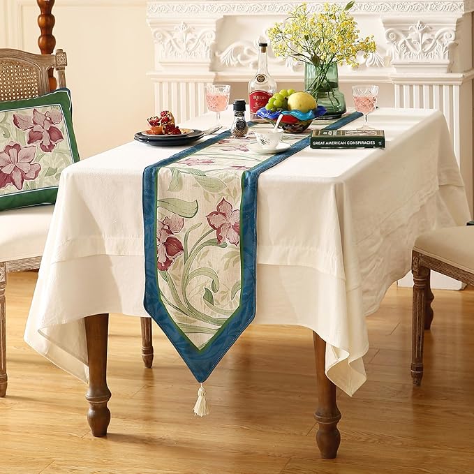 patdrea Designer Elegant Bright Linen Table Runner 102 Inch Long, Mauve Iris - Image 8