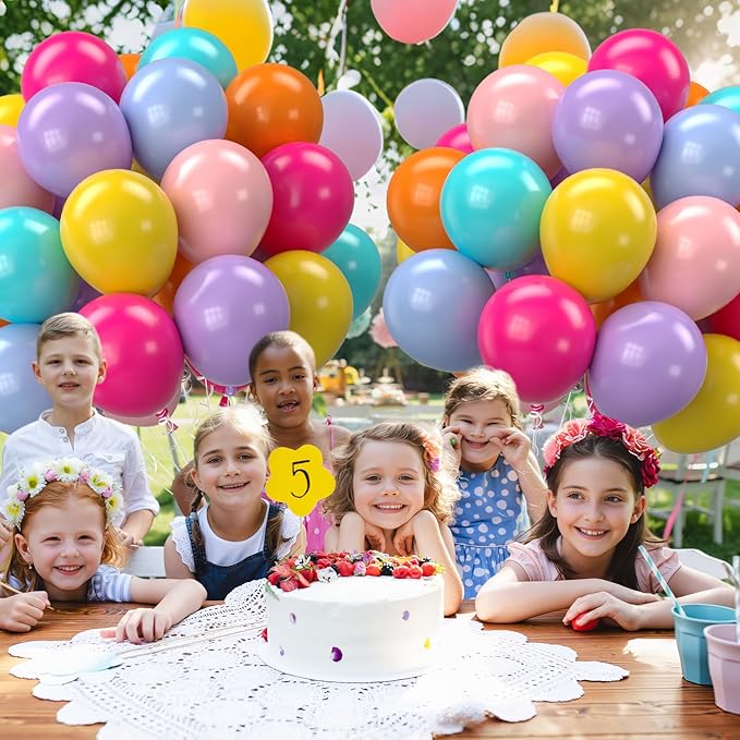 Tropical Balloons, 12 Inch Multicolor Rainbow Ballons Fruit Green Slate Blue - Image 6