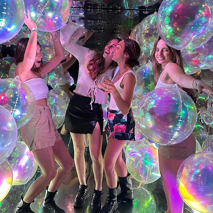 6Pcs Iridescent Foil Balloons, 22Inch Clear 4D Round Ball Balloon and Explosion - Image 4