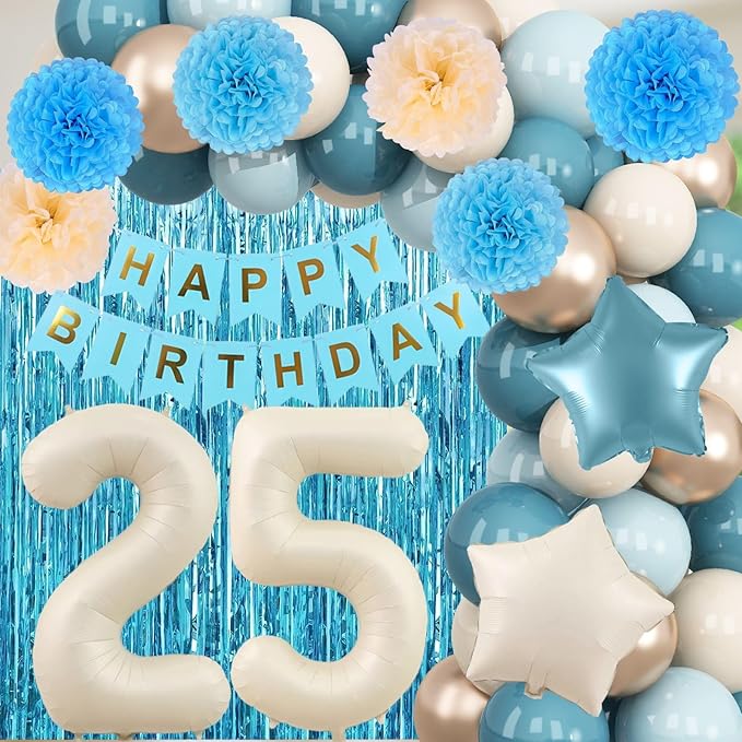 Dusty Blue 25th Birthday Party Decorations - Image 5
