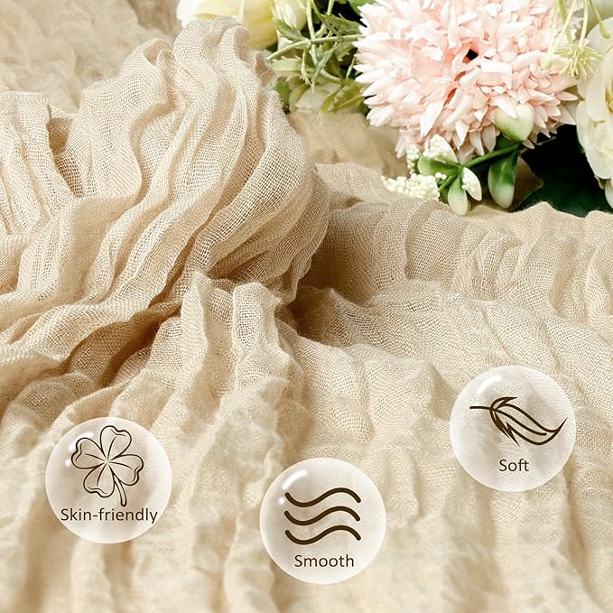 6 Pack Beige Cheesecloth Fall Table Runner 10ft Boho Gauze Fabric Cheese Cloth - Image 4