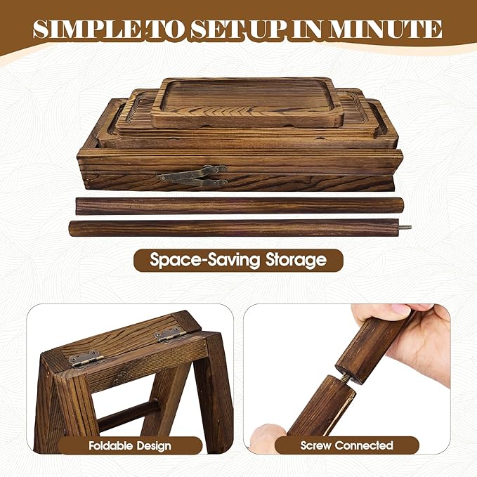 Wooden Cupcake Stand, 3 Tier Cake Stands Party Food Display Serving Platter - Image 7