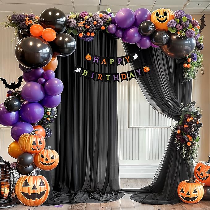 Black Wedding Arch Draping Fabric 1 Panel 30'' x 20FT Black Drapes Sheer Fabric - Image 6