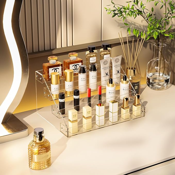 Acrylic Display Risers, 12inch 4 Tier Clear Display Shelf, Perfume organizer - Image 4