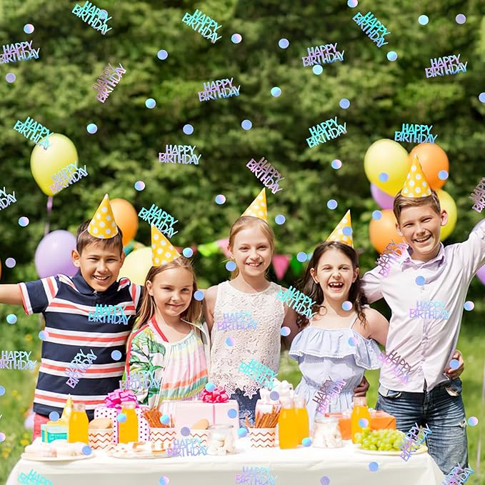 MARFOREVER Iridescent Happy Birthday Confetti, Birthday Party Confetti Metallic - Image 6