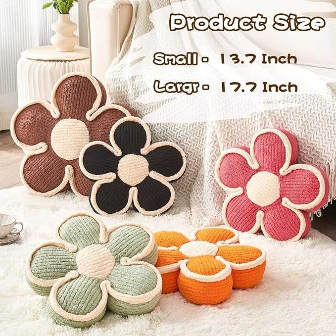 Flower Pillow, Soft Flower Shaped Floor Cushion, Flower Decorative Throw Pillow - Image 3