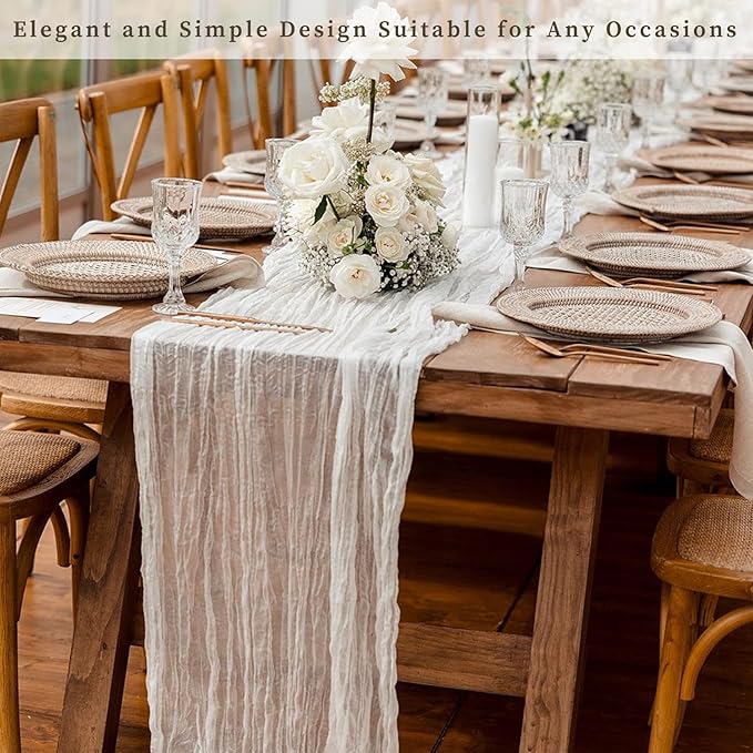 10FT 12 Pack White Cheesecloth Table Runner 20 x 120 Inch Long Rustic Gauze - Image 7