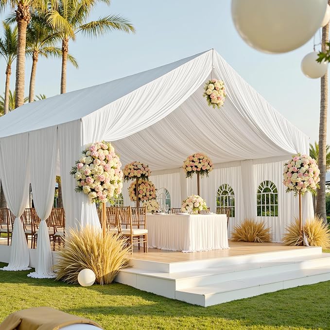 PartyVillage 20ftx40ft White Ceiling Curtain by PartyVillage