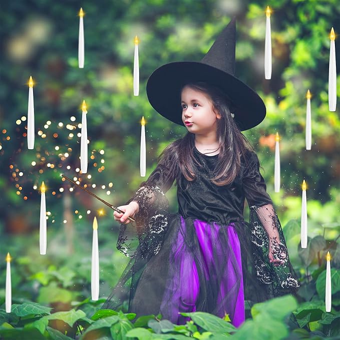 Floating Candles with Wand, 10 Pack Halloween Flameless Candles Battery - Image 6