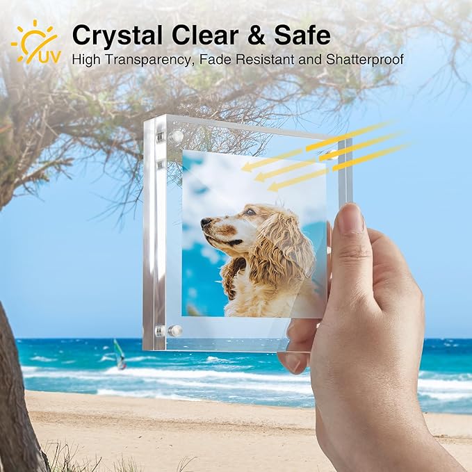 HOUSE DAY Acrylic Picture Frames 4x4, 3 Pack Magnetic 4 x 4 Picture Frame - Image 5