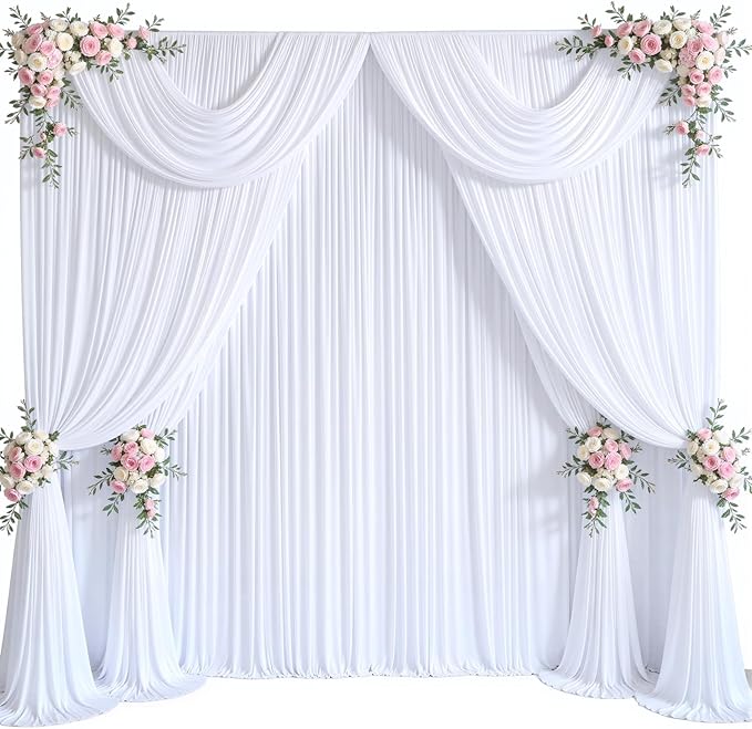 50ft x 12ft White Backdrop Curtains Wrinkle Free Backdrop Curtain - Image 9