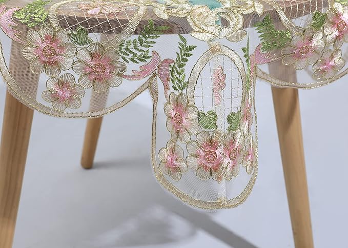 vctops Damask Lace Patchwork Tablecloth Luxury Square Small Table Cover Elegant - Image 4