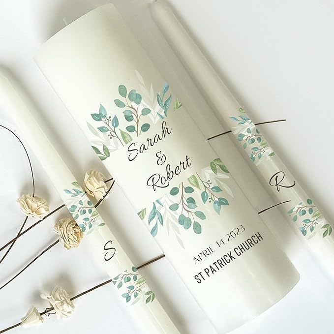 Unity Candles for Wedding, Modern Unity Set, Custom and Personalized Pillar and - Image 3