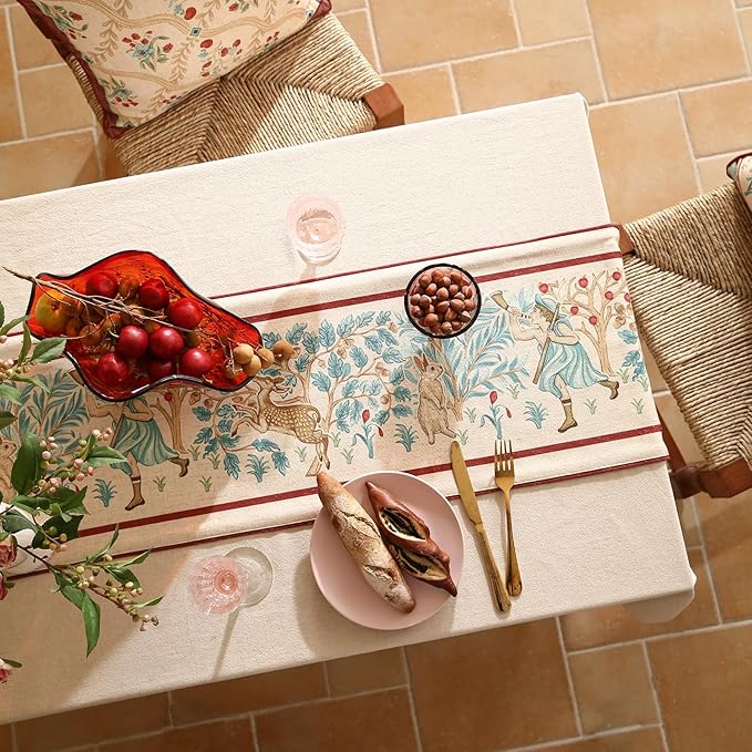 patdrea Designer Idyll Linen Extra Long Table Runner, Vintage Beige Farmhouse - Image 5