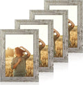 6x9 Picture Frame Set of 4, High Definition Glass Distressed Moss Green Frame by iRahmen