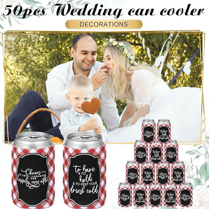 50 Pieces I Do BBQ Party Decorations Wedding Can Cooler Sleeves Bulk BBQ Party - Image 3