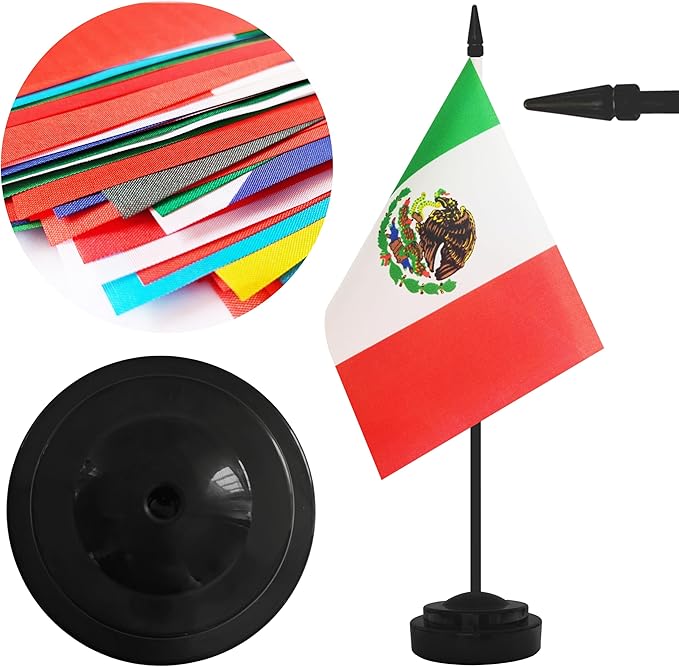 2 Pack Mexico Desk Flag Set, Mexican Desktop Small Miniature Table Office Flag - Image 3