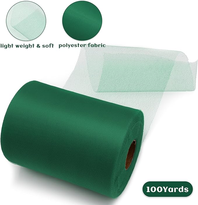 6 Inch × 100 Yards Tulle Mesh Ribbon Turquoise Tulle Fabric Ribbon Roll Netting - Image 2