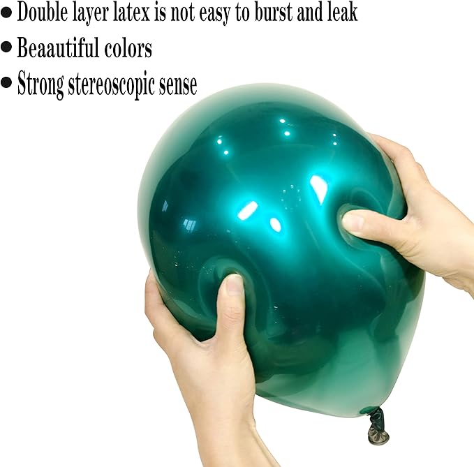 Emerald green balloons 50 pcs metallic green 12 inch chrome green balloons - Image 3