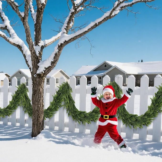 9FT Artificial Christmas Cedar Garland, Realistic Soft and Thick Touch Greenery - Image 6