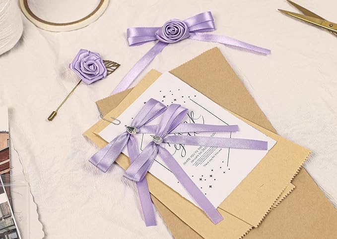 Lavender Satin Ribbon 3/8 inch X Continuous 100 Yards, Single Face Polyester - Image 5