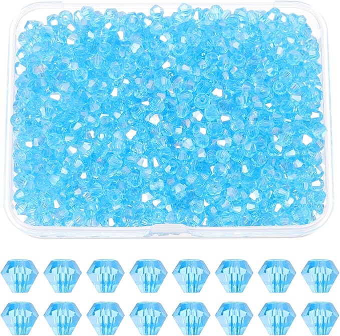 PATIKIL 1000pcs 4mm Bicone Glass Crystal Beads, Faceted Glass Spacer Beads by PATIKIL