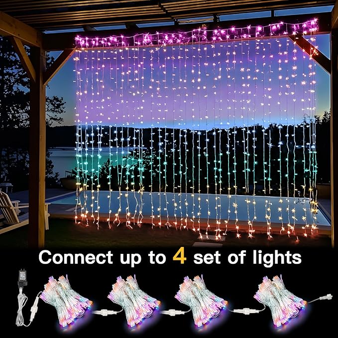 suddus Curtain Lights for Bedroom, 320 Led 9.8ft x9.8ft Hanging String Lights - Image 3