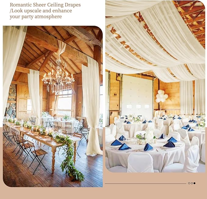 6 Panels Ivory Ceiling Drapes 5ftx10ft Wedding Chiffon Fabric Arch Draping - Image 6