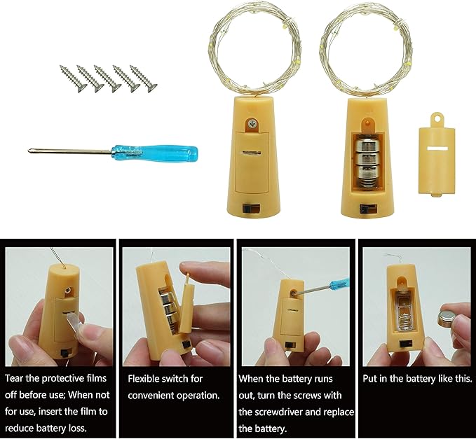20 LED Wine Bottle Lights with Cork, 15 Pack Battery Operated Cork Shape Fairy - Image 5