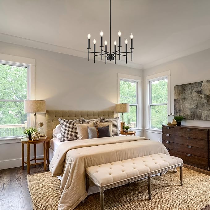 8 Light Black Chandelier Light Fixture, Modern Farmhouse Chandeliers - Image 8