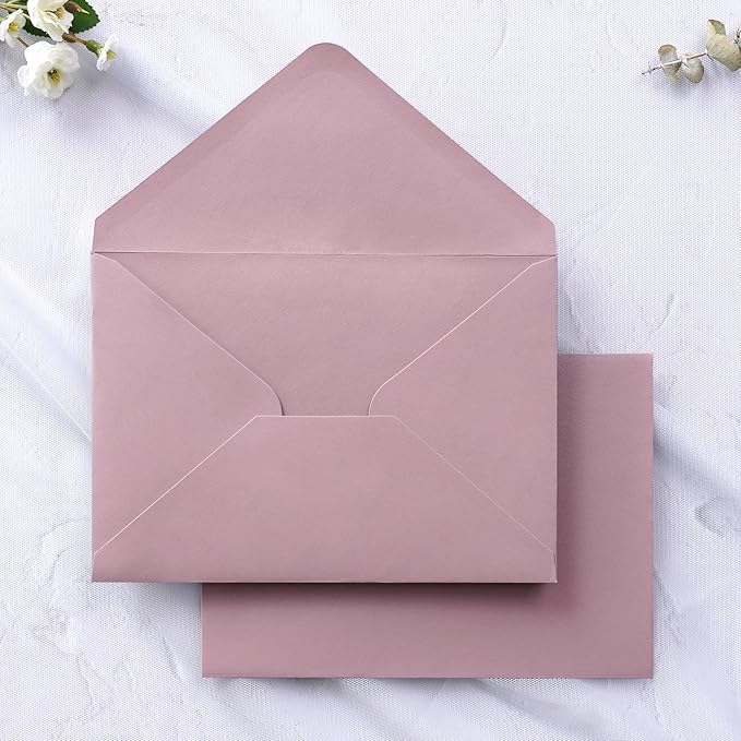 PONATIA 50 PCS/Pack A7 Envelopes, 5.25 x 7.48'' Matte Dusty Rose Envelope by ponatia