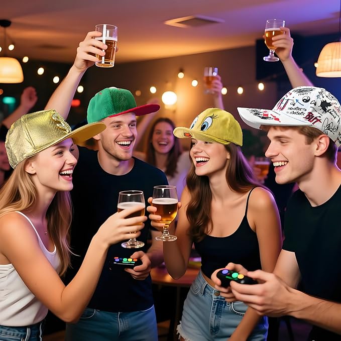 12 Assorted Pattern Funny Party Baseball Caps - Image 7