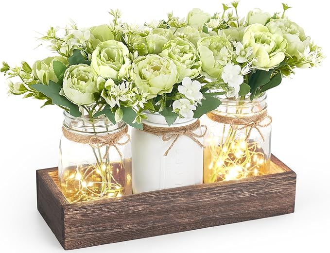 Mkono Mason Jar Lights Centerpiece Table Decorations by Mkono